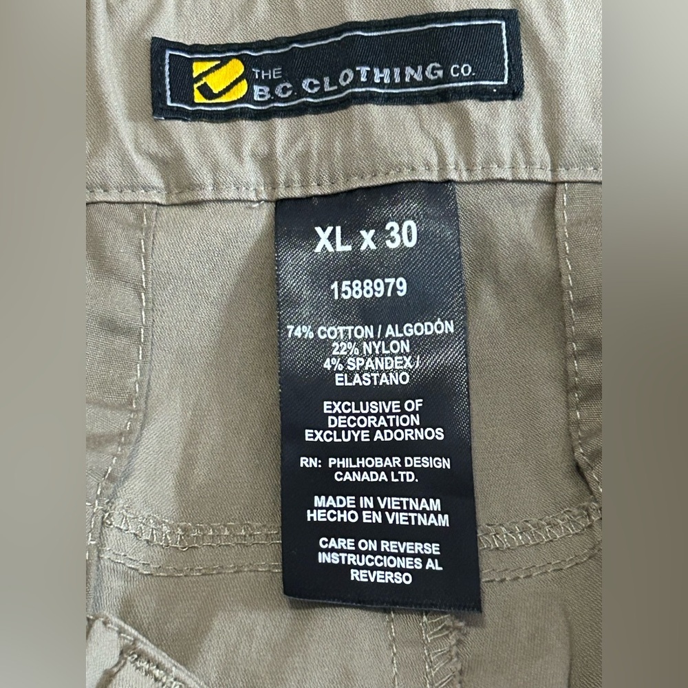 BC Clothing Co Convertible Pants Men XL x 30 Tan Cargo Hiking Stretch Zip Off - Picture 3 of 7